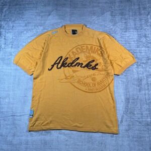Akademiks Shirt Mens Large Yellow Vintage Y2K Chenille Logo School of Aviation